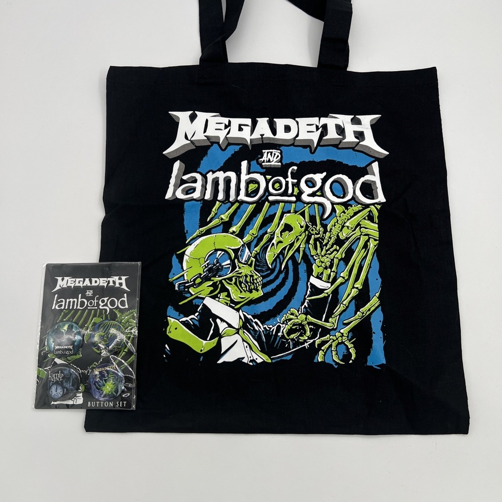 Megadeth & Lamb Of God VIP Tote Bag & 4 Collector Tour Pins New Unused